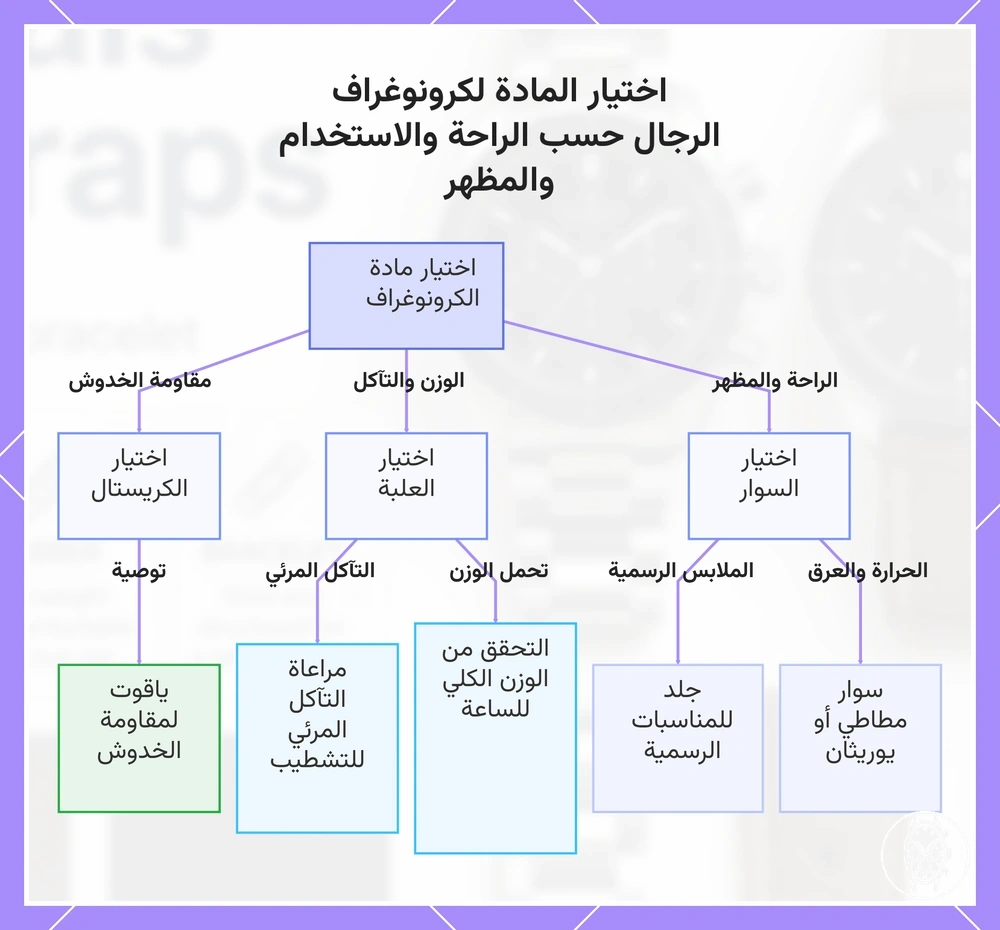 اختيار المادة لكرونوغراف الرجال حسب الراحة والاستخدام والمظهر