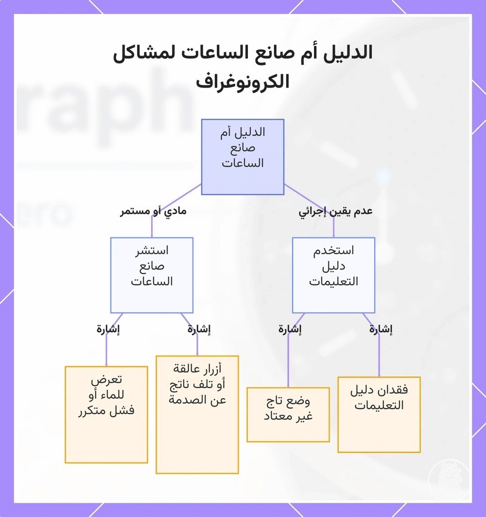 الدليل أم صانع الساعات لمشاكل الكرونوغراف