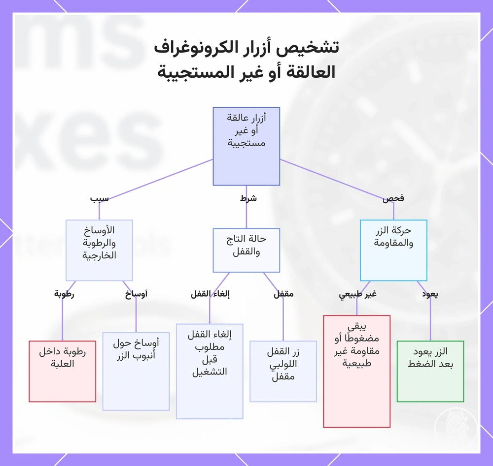 تشخيص أزرار الكرونوغراف العالقة أو غير المستجيبة