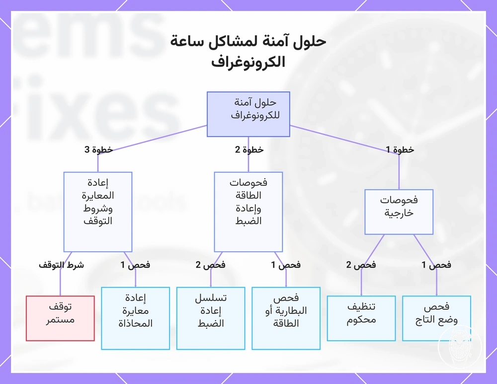حلول آمنة لمشاكل ساعة الكرونوغراف