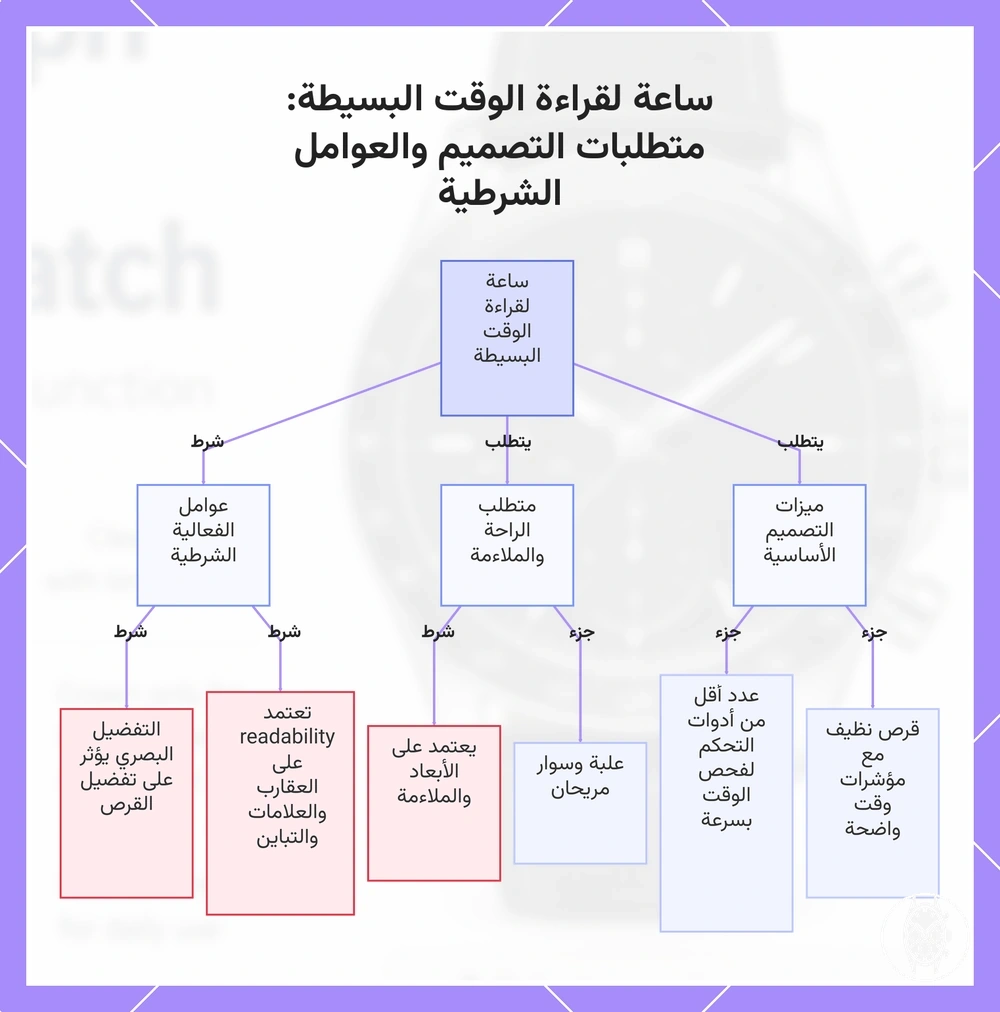 ساعة لقراءة الوقت البسيطة: متطلبات التصميم والعوامل الشرطية