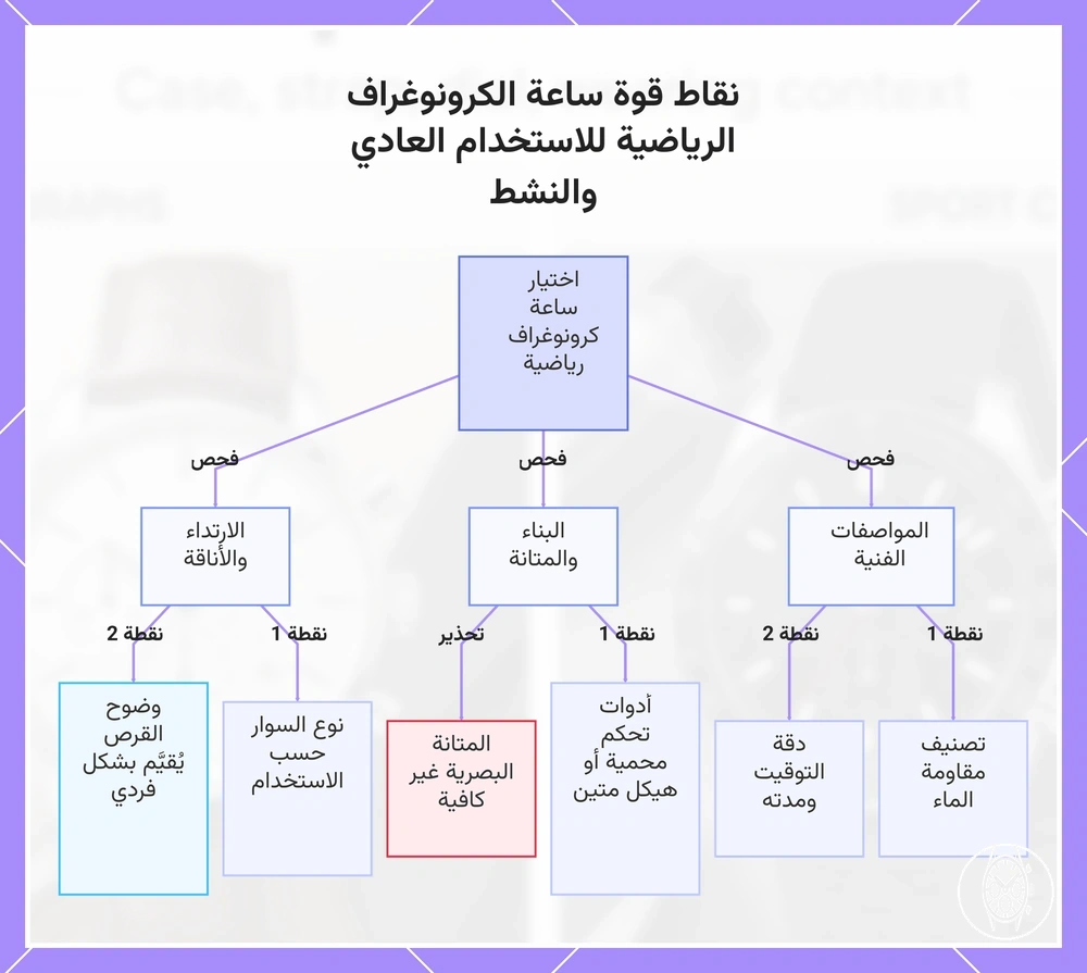 نقاط قوة ساعة الكرونوغراف الرياضية للاستخدام العادي والنشط