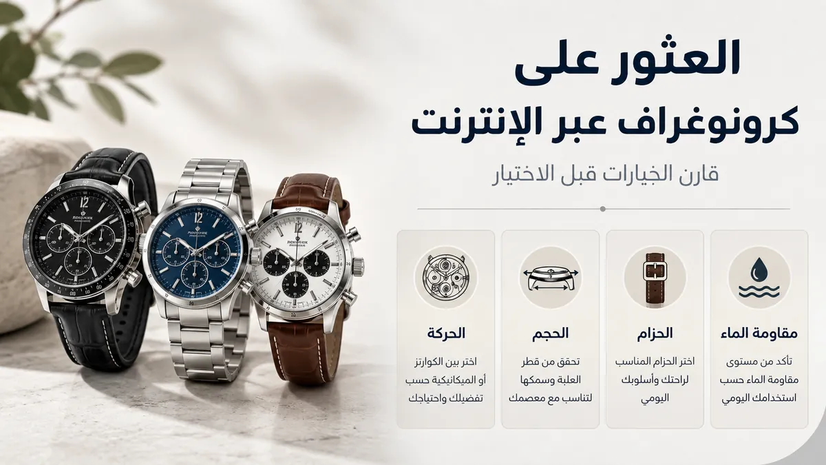ساعات كرونوغراف رجالية مع معايير مقارنة لفحص الخيارات المتاحة عبر الإنترنت