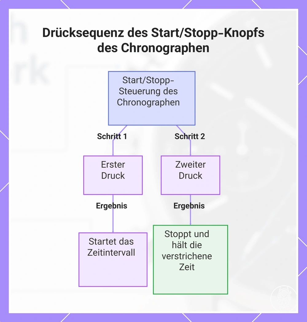 Drücksequenz des Start/Stopp-Knopfs des Chronographen