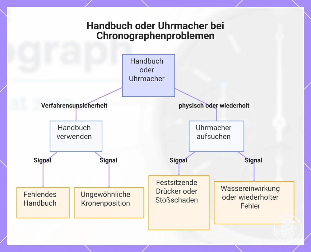 Handbuch oder Uhrmacher bei Chronographenproblemen