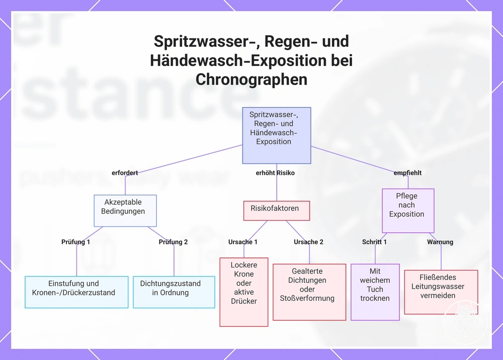Spritzwasser-, Regen- und Händewasch-Exposition bei Chronographen