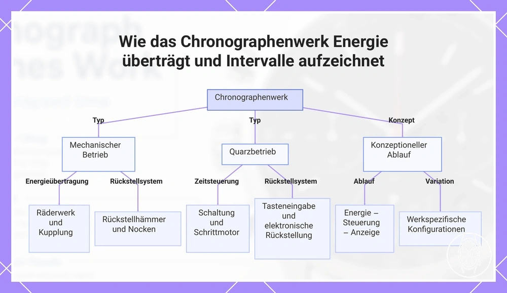 Wie das Chronographenwerk Energie überträgt und Intervalle aufzeichnet
