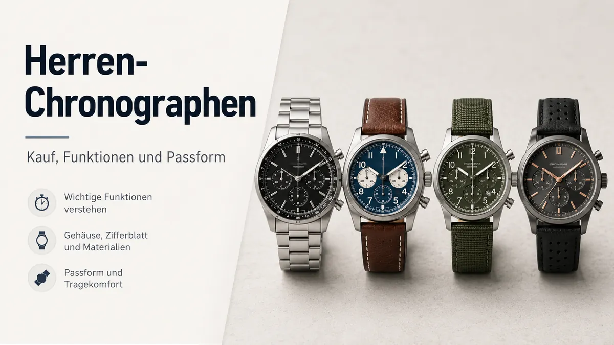 Herren-Chronographen mit verschiedenen Zifferblättern, Armbändern und Gehäuseformen zum Kaufvergleich
