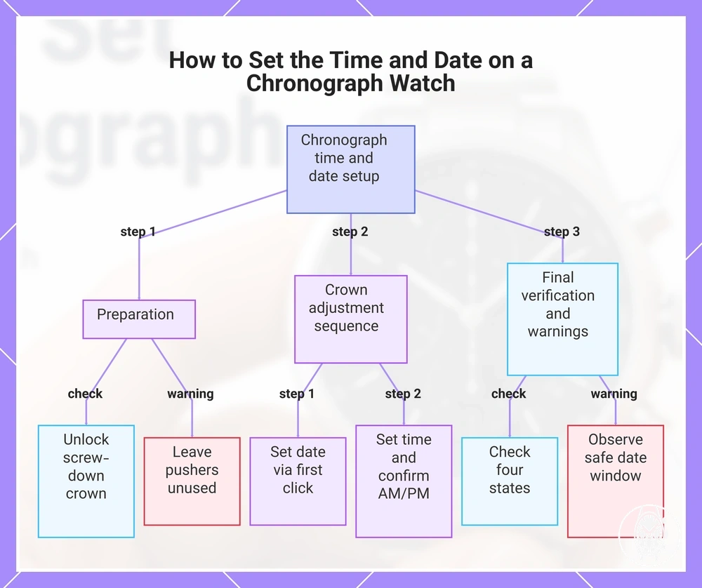 How to Set the Time and Date on a Chronograph Watch