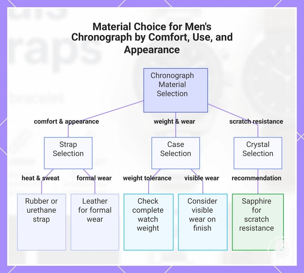 Material Choice for Men's Chronograph by Comfort, Use, and Appearance