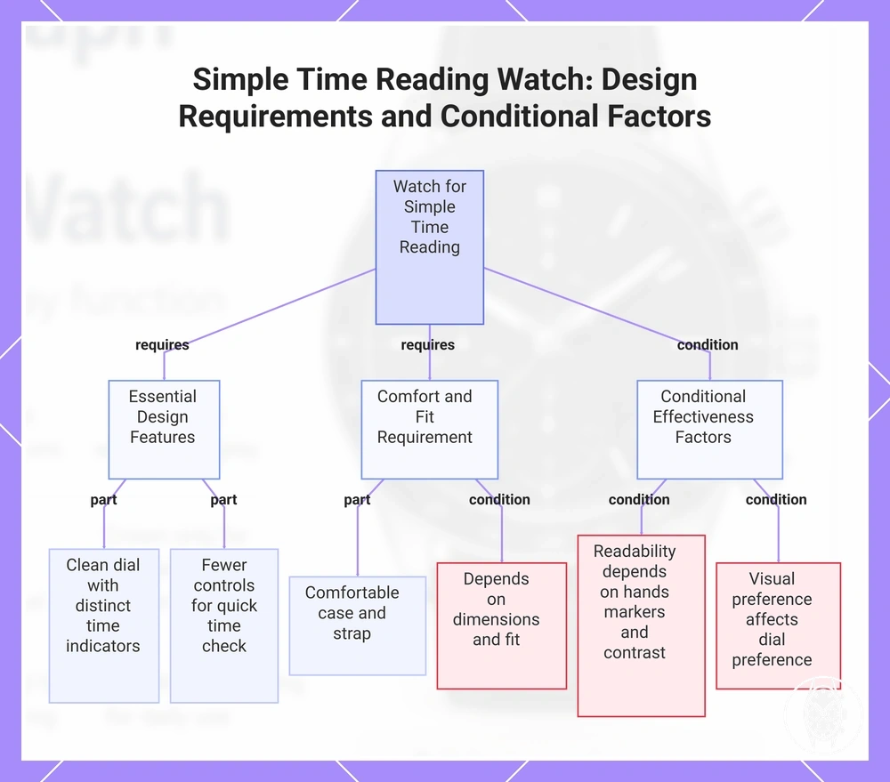 Simple Time Reading Watch: Design Requirements and Conditional Factors