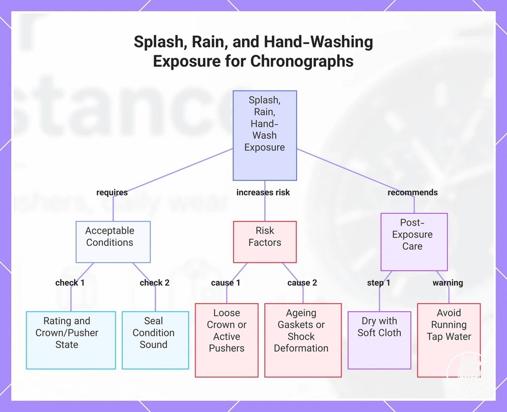 Splash, Rain, and Hand-Washing Exposure for Chronographs