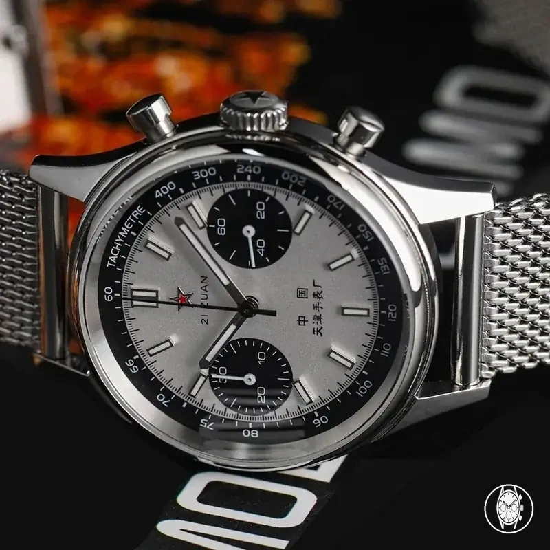 Reloj cronógrafo de aviación de cuarzo de 42 mm para hombre con estilo piloto, caja resistente al agua y correa de lona