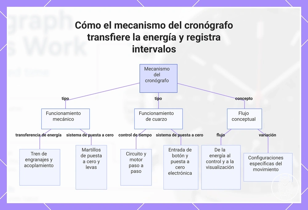Cómo el mecanismo del cronógrafo transfiere la energía y registra intervalos
