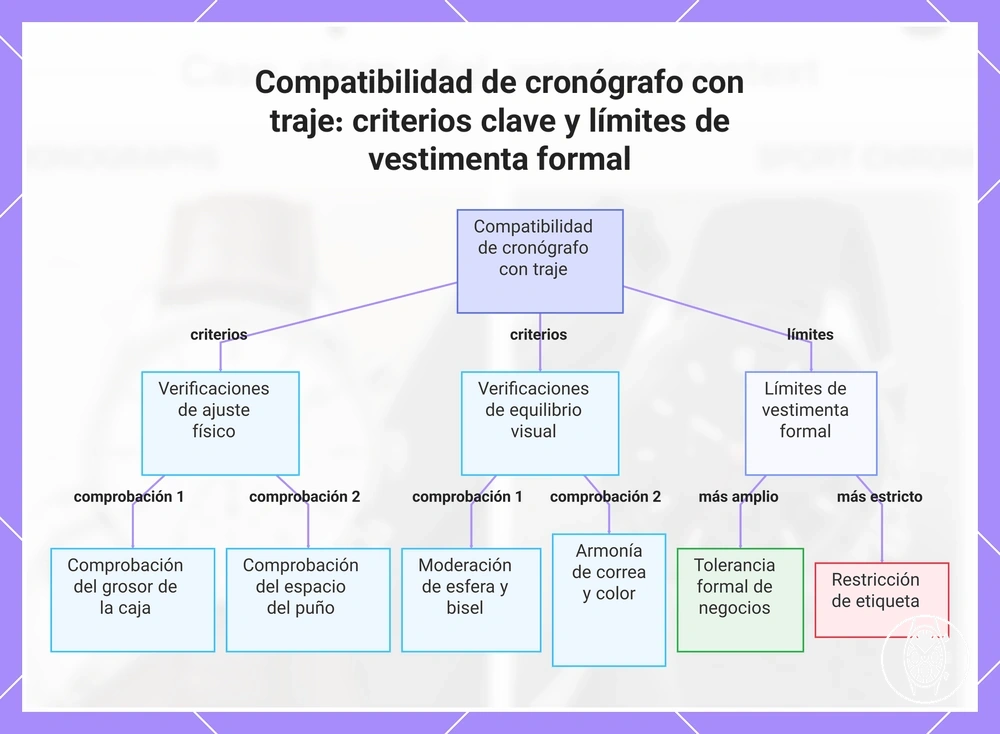 Compatibilidad de cronógrafo con traje: criterios clave y límites de vestimenta formal