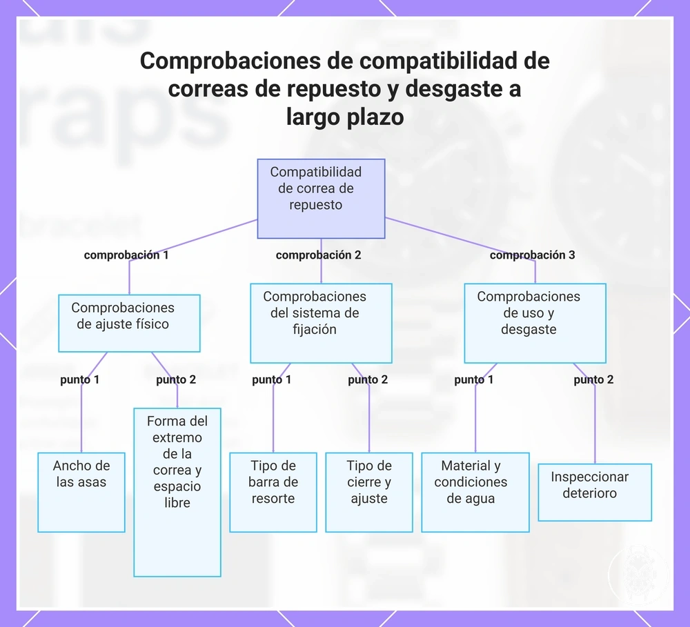 Comprobaciones de compatibilidad de correas de repuesto y desgaste a largo plazo