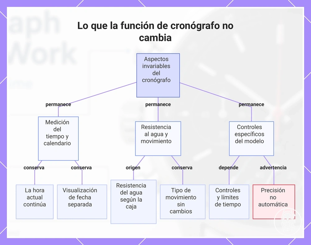 Lo que la función de cronógrafo no cambia
