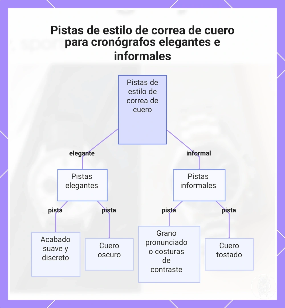 Pistas de estilo de correa de cuero para cronógrafos elegantes e informales