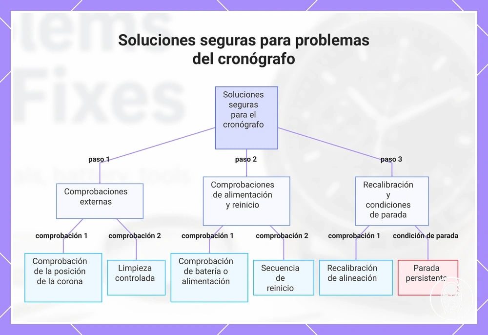 Soluciones seguras para problemas del cronógrafo
