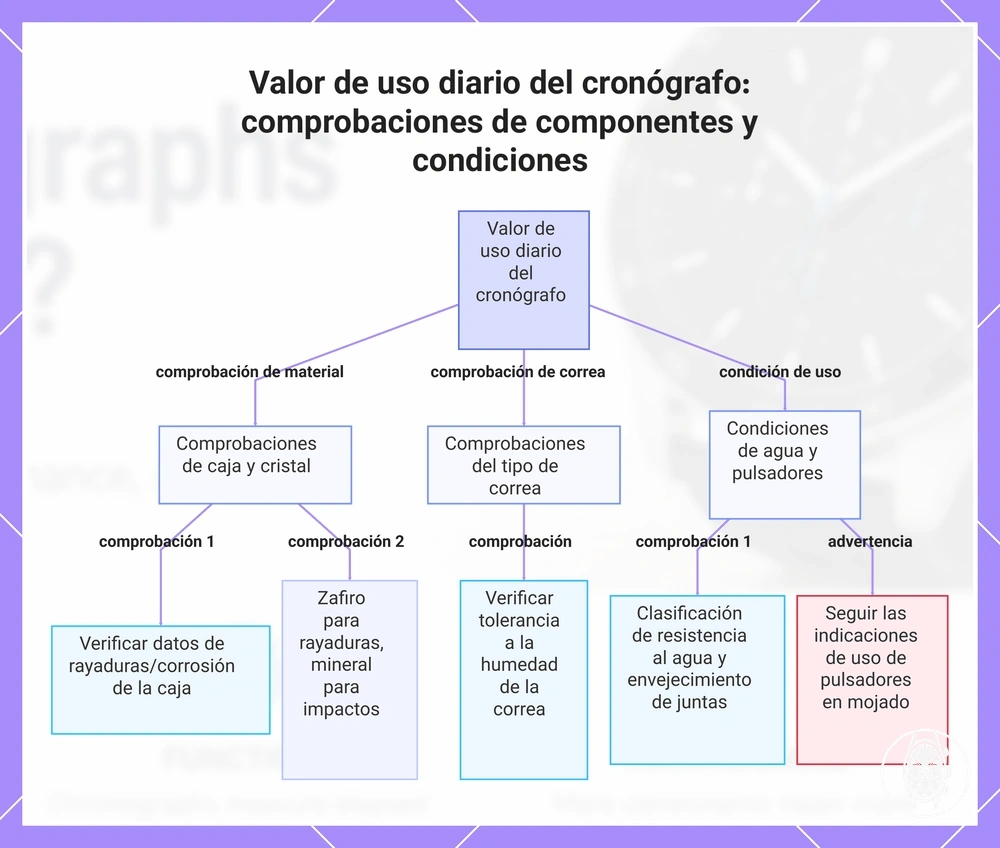 Valor de uso diario del cronógrafo: comprobaciones de componentes y condiciones