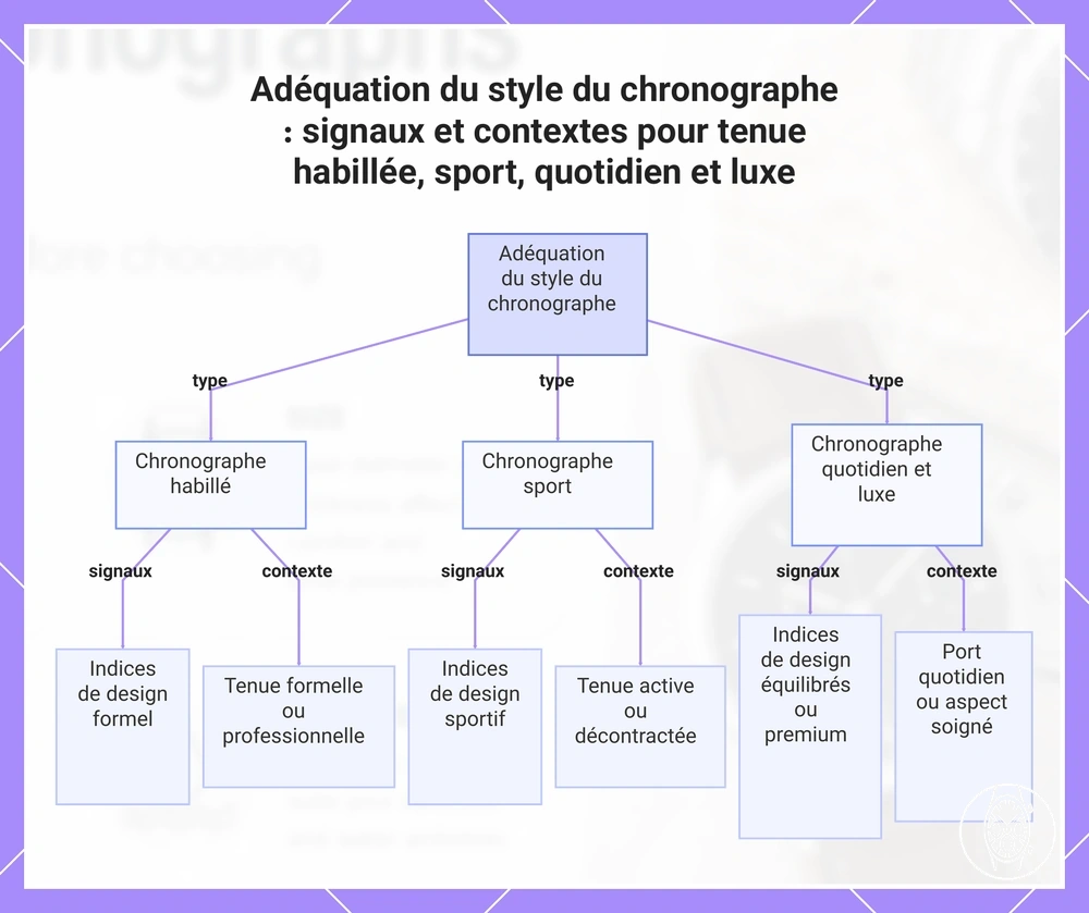 Adéquation du style du chronographe : signaux et contextes pour tenue habillée, sport, quotidien et luxe