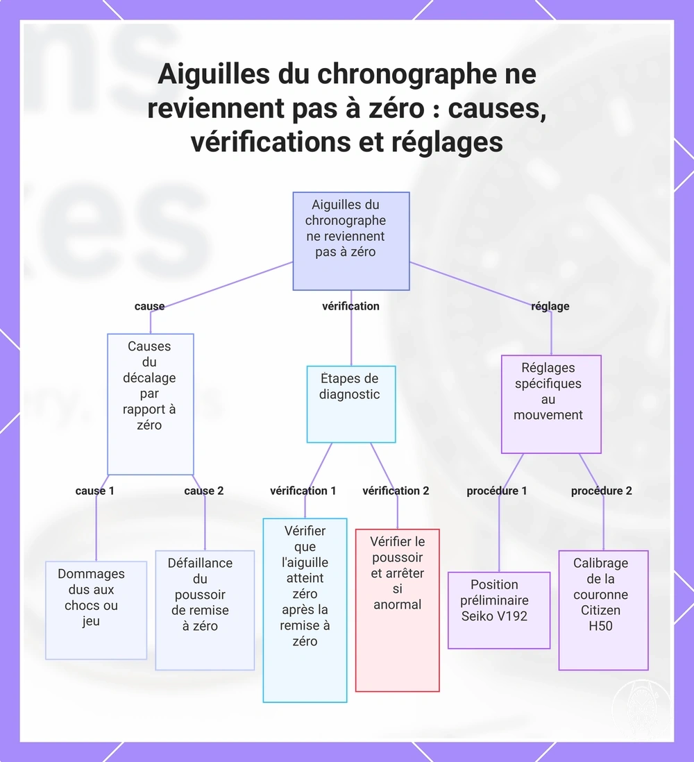 Aiguilles du chronographe ne reviennent pas à zéro : causes, vérifications et réglages