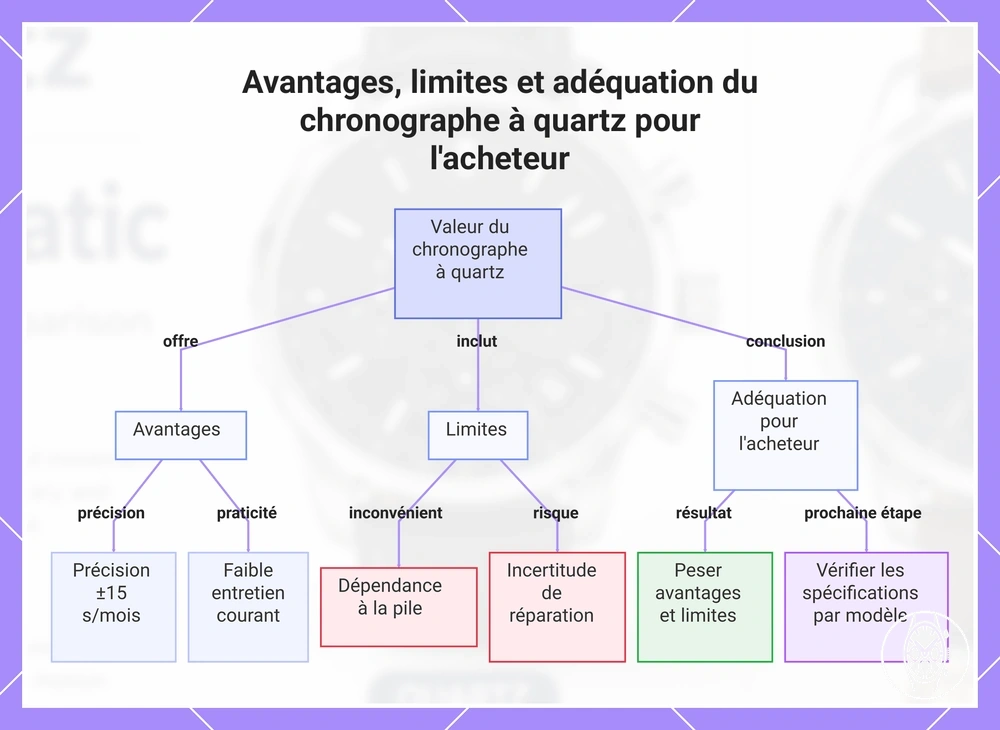 Avantages, limites et adéquation du chronographe à quartz pour l'acheteur