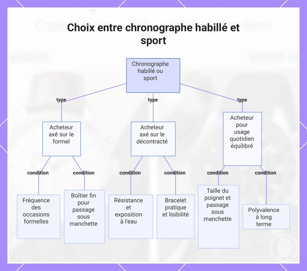 Choix entre chronographe habillé et sport
