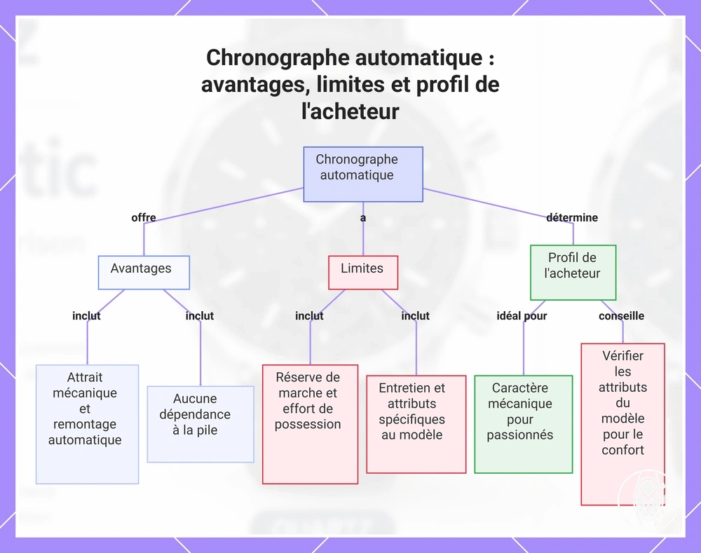 Chronographe automatique : avantages, limites et profil de l'acheteur