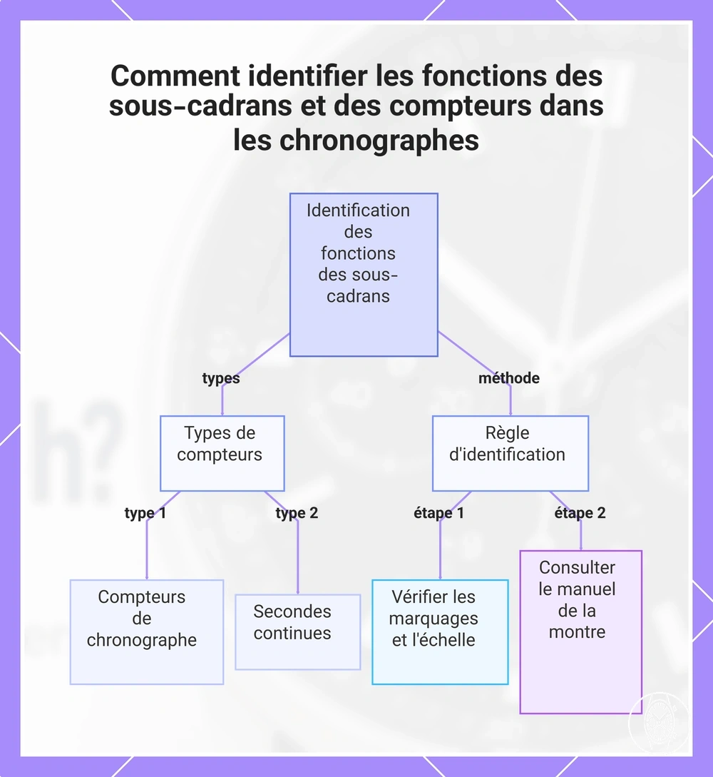 Comment identifier les fonctions des sous-cadrans et des compteurs dans les chronographes