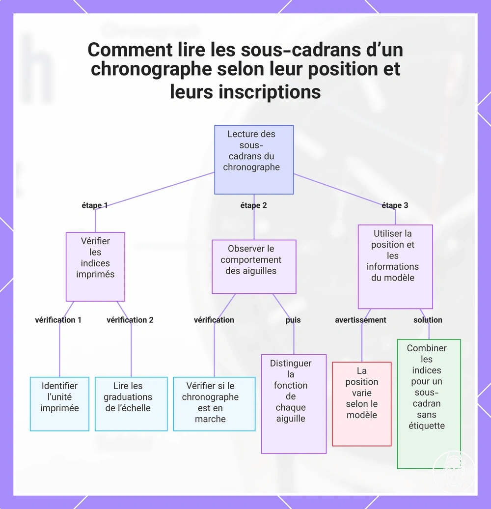 Comment lire les sous-cadrans d’un chronographe selon leur position et leurs inscriptions