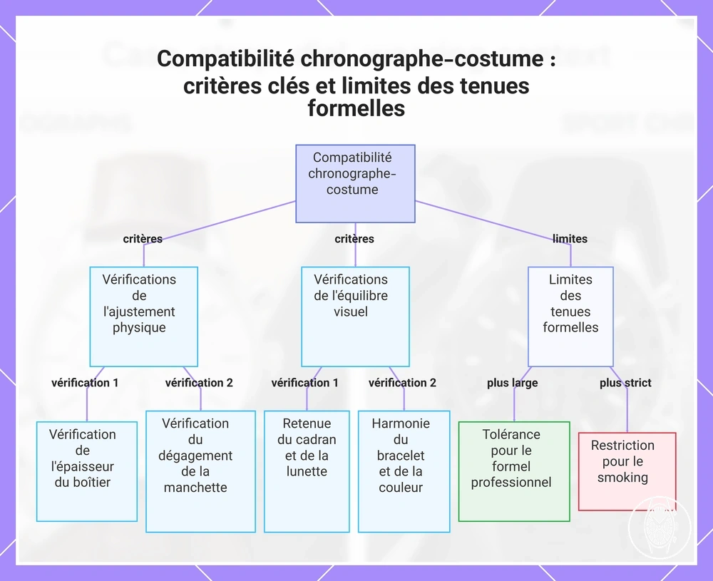 Compatibilité chronographe-costume : critères clés et limites des tenues formelles