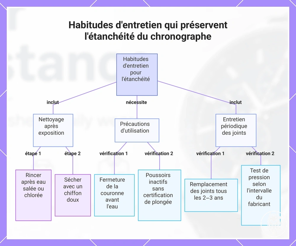 Habitudes d'entretien qui préservent l'étanchéité du chronographe