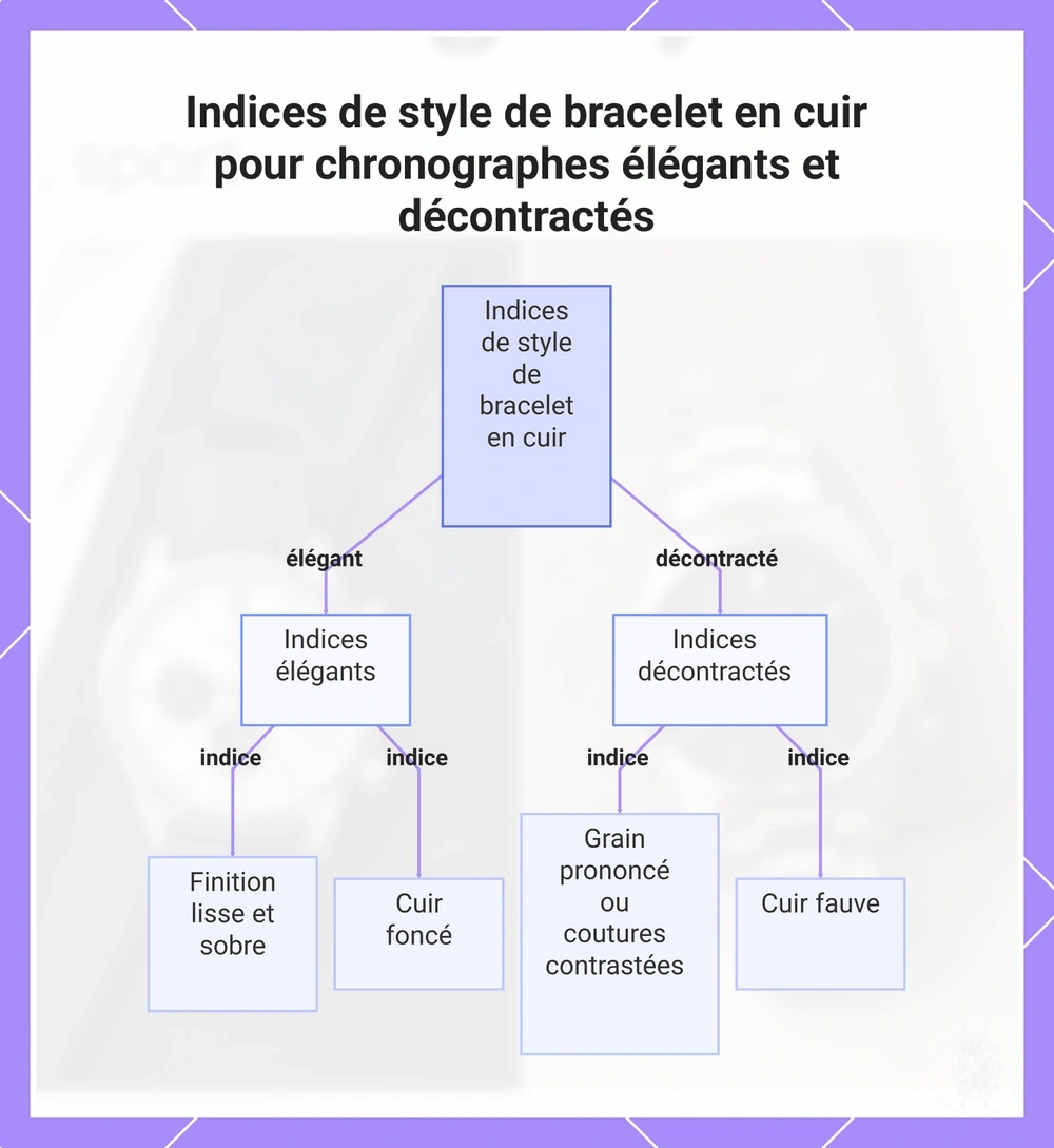 Indices de style de bracelet en cuir pour chronographes élégants et décontractés