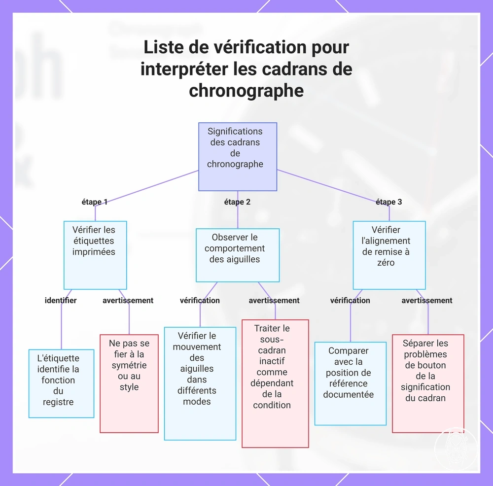 Liste de vérification pour interpréter les cadrans de chronographe