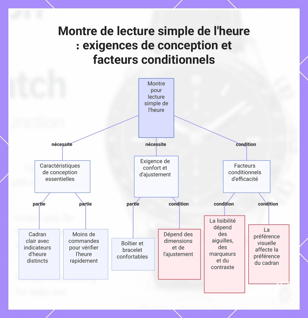 Montre de lecture simple de l'heure : exigences de conception et facteurs conditionnels