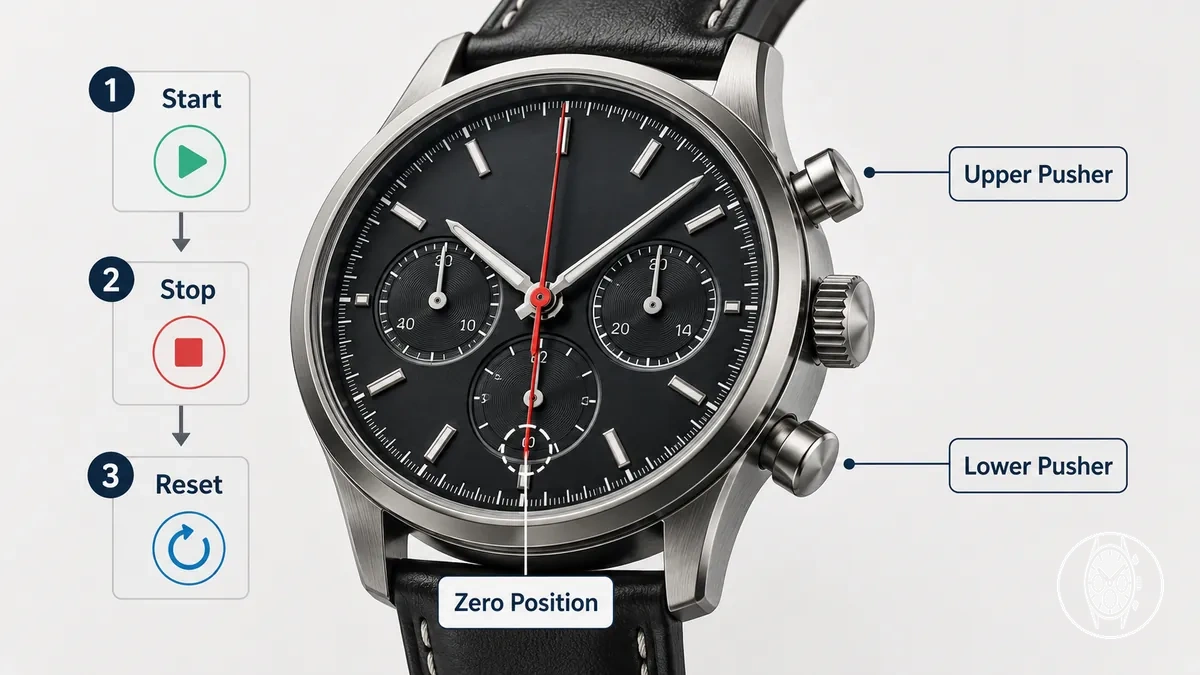 Poussoirs demarrage arret zero chronographe