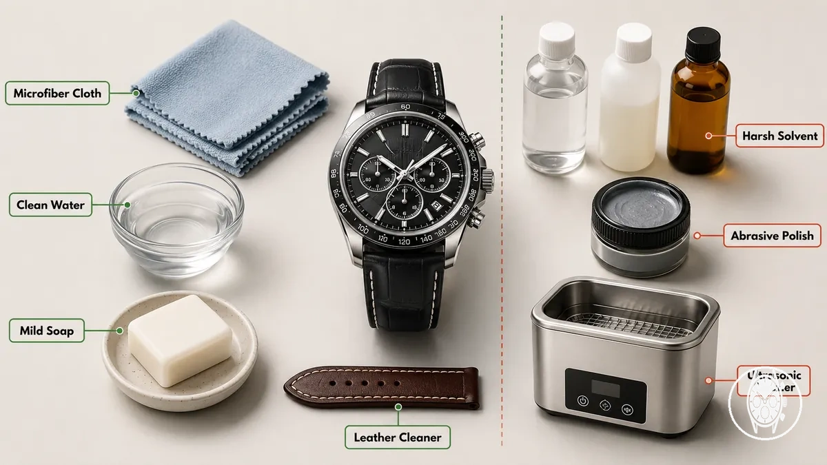 Produits de nettoyage à utiliser et à éviter pour une montre chronographe pour homme