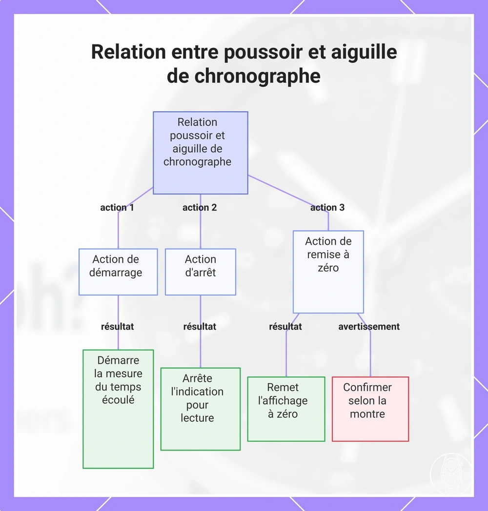 Relation entre poussoir et aiguille de chronographe