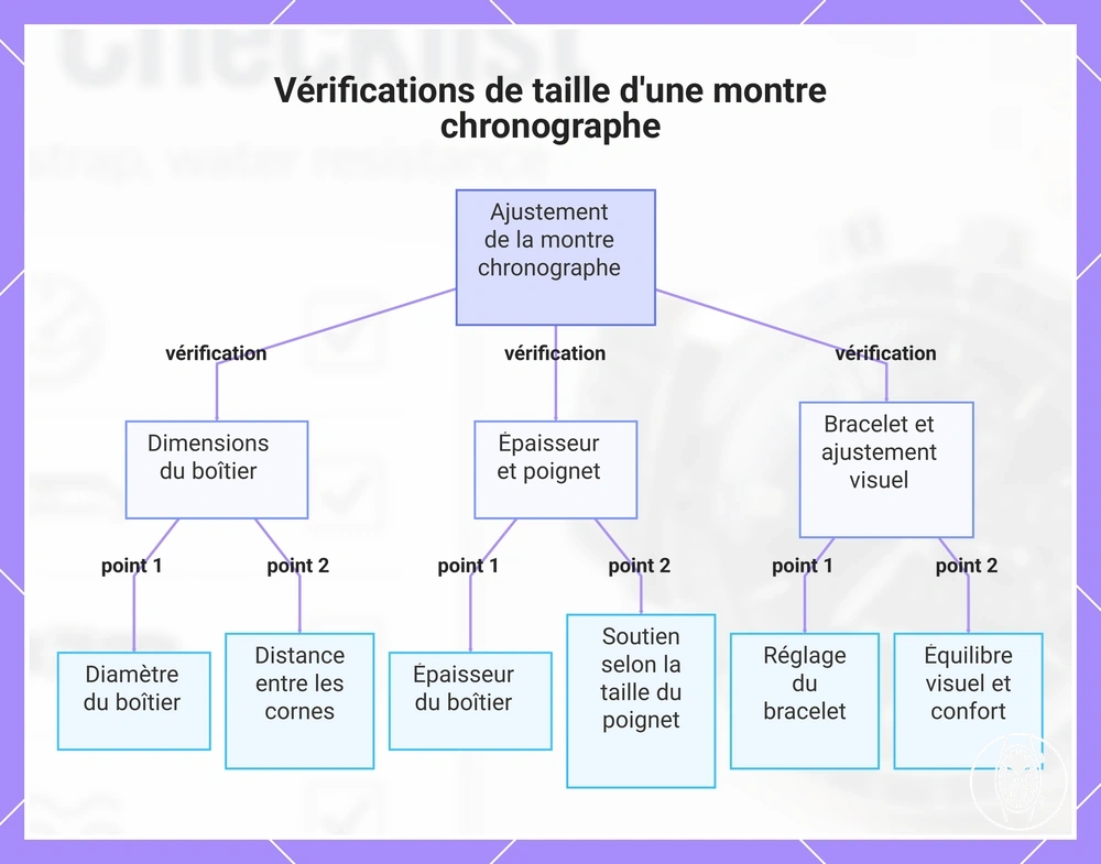 Vérifications de taille d'une montre chronographe