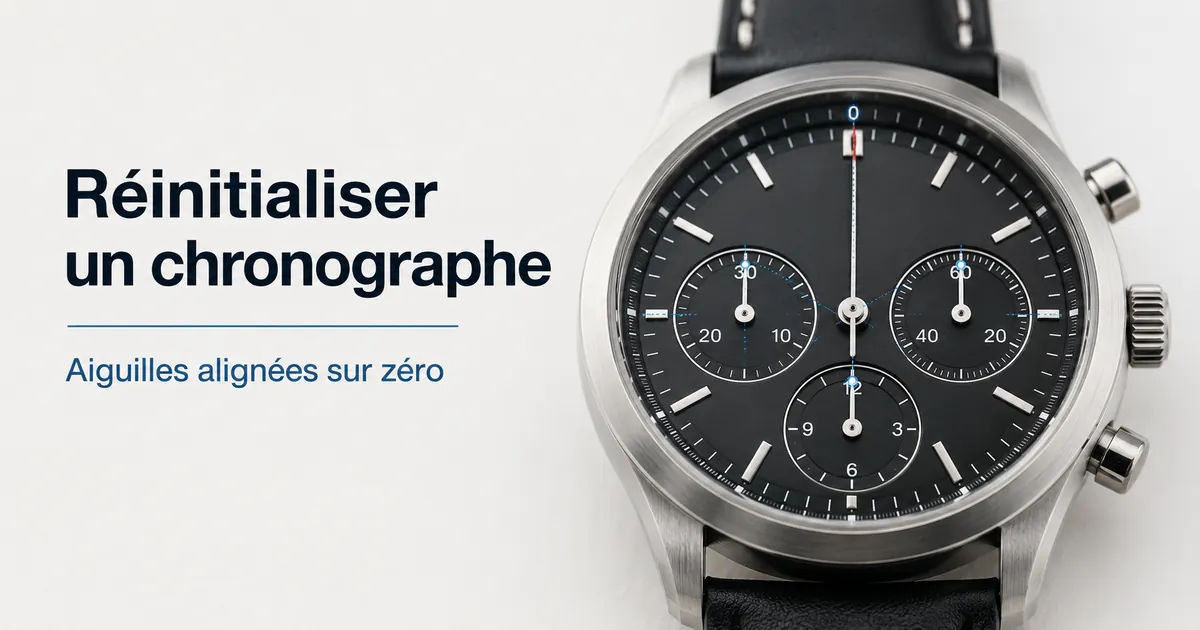 Montre chronographe pour homme avec aiguilles alignées sur zéro pendant la réinitialisation et le recalibrage