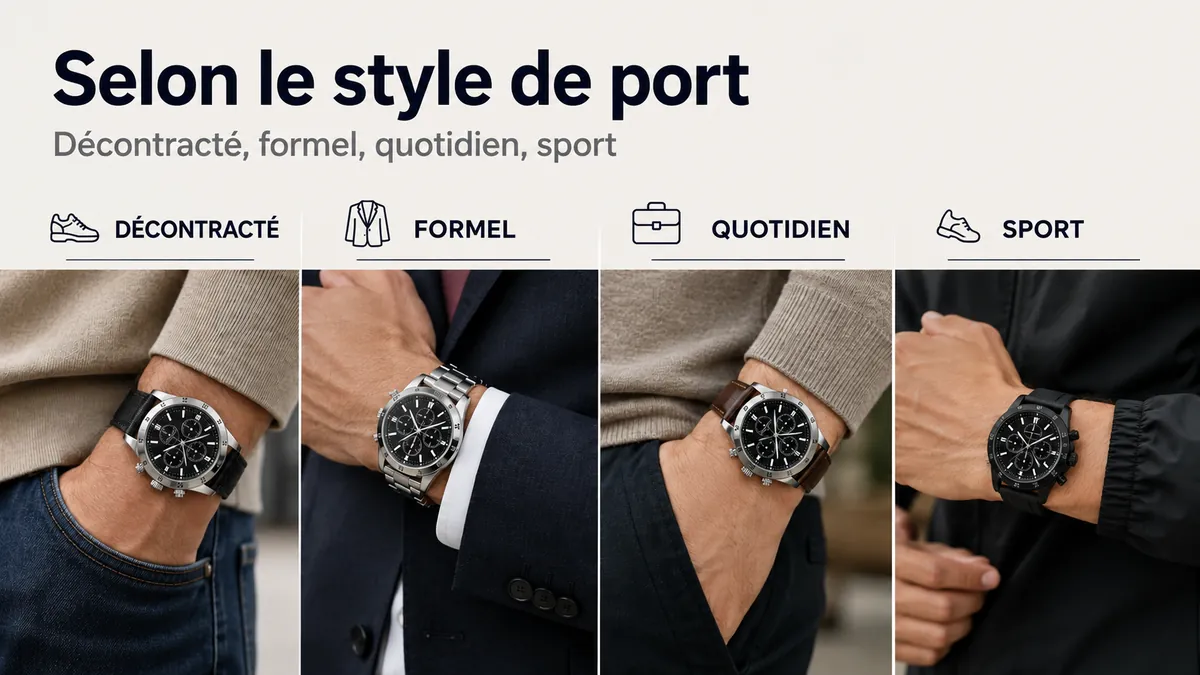 Montres chronographes pour homme associées à des tenues décontractées, formelles, quotidiennes et sportives