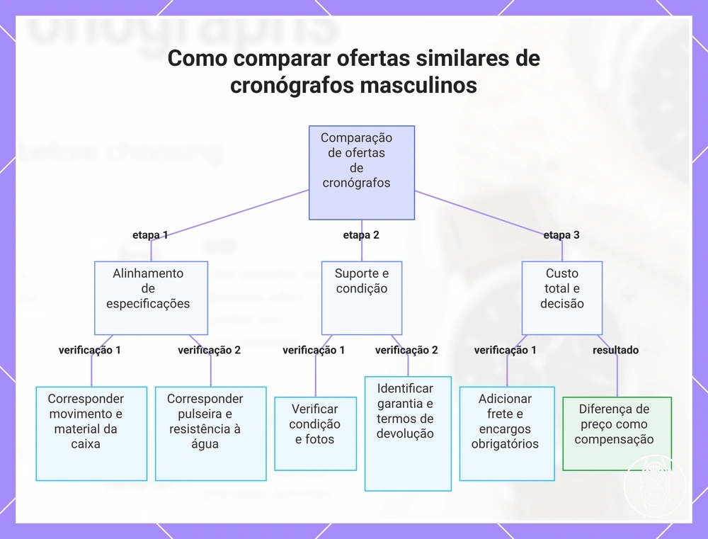 Como comparar ofertas similares de cronógrafos masculinos