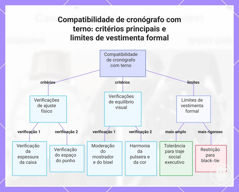 Compatibilidade de cronógrafo com terno: critérios principais e limites de vestimenta formal