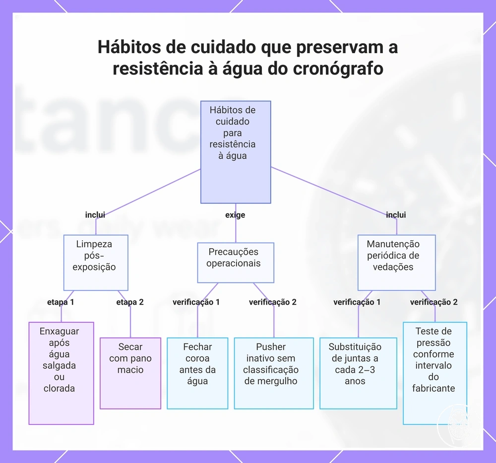 Hábitos de cuidado que preservam a resistência à água do cronógrafo