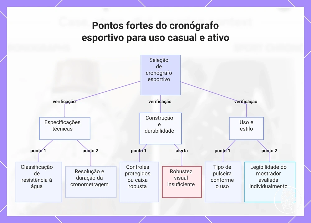 Pontos fortes do cronógrafo esportivo para uso casual e ativo