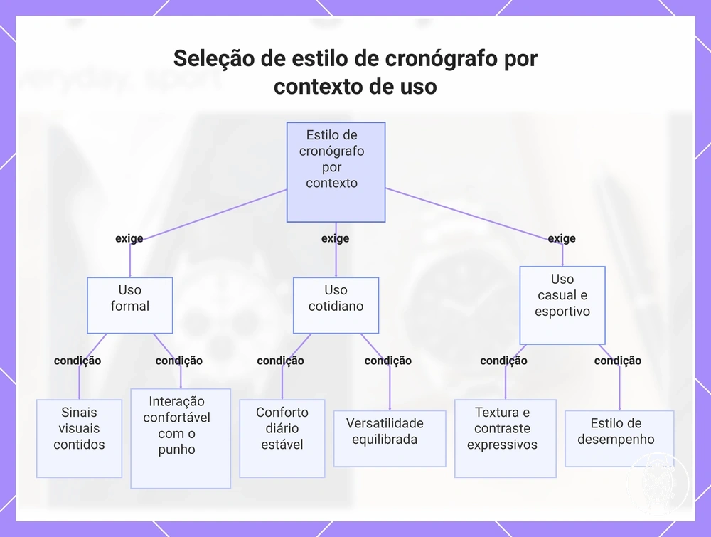 Seleção de estilo de cronógrafo por contexto de uso