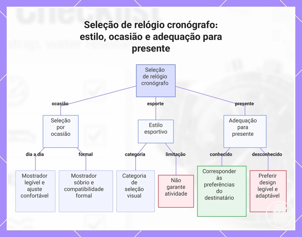 Seleção de relógio cronógrafo: estilo, ocasião e adequação para presente