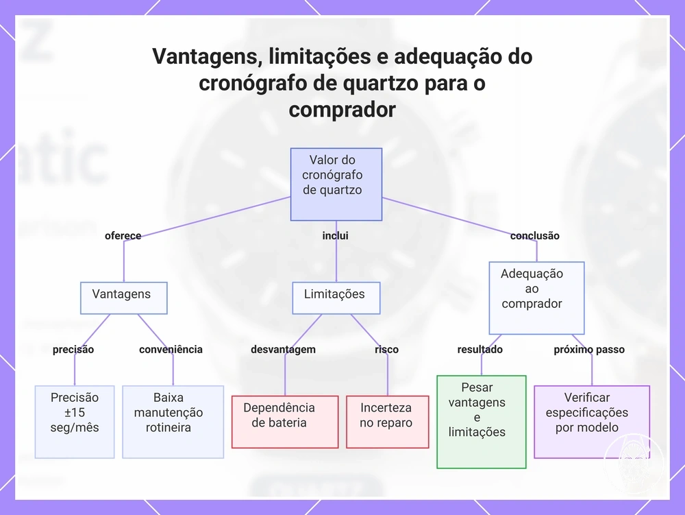Vantagens, limitações e adequação do cronógrafo de quartzo para o comprador