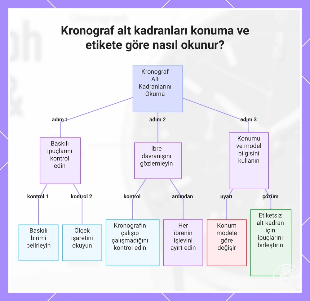 Kronograf alt kadranları konuma ve etikete göre nasıl okunur?